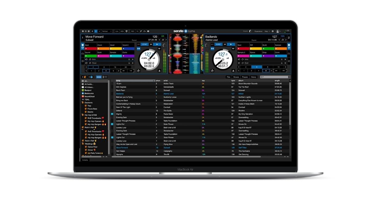 Serato DJ on a laptop