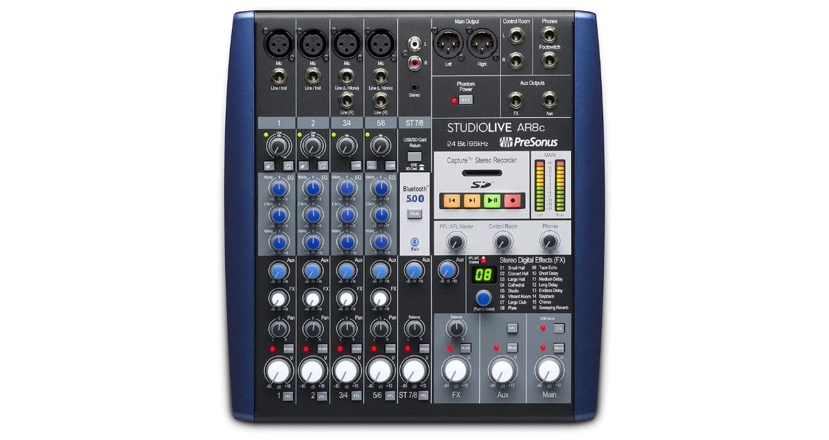 Top view of Presonus StudioLive AR8c mixer