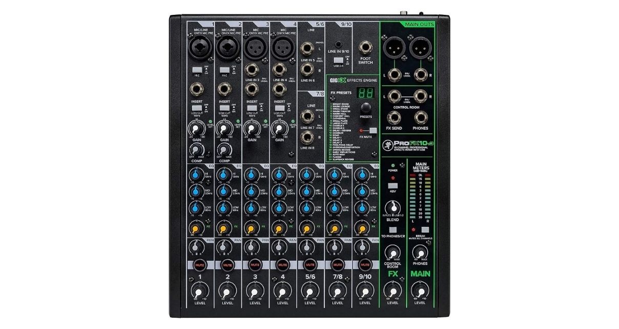 Top view of Mackie ProFX10v3 mixer