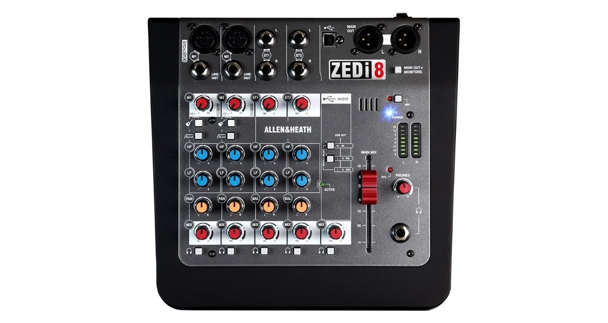 Top view of Allen & Heath ZEDi-8 mixer